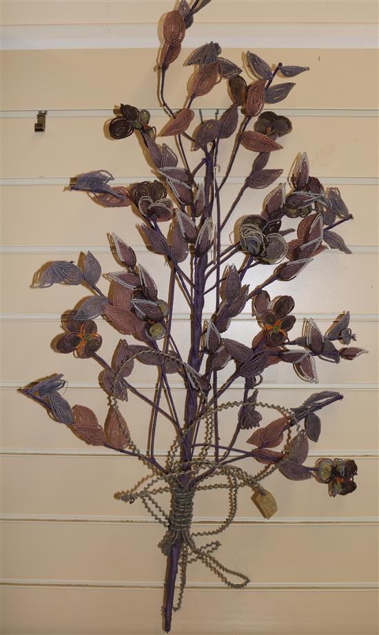 A French beadwork wall appliqué, H.86cm